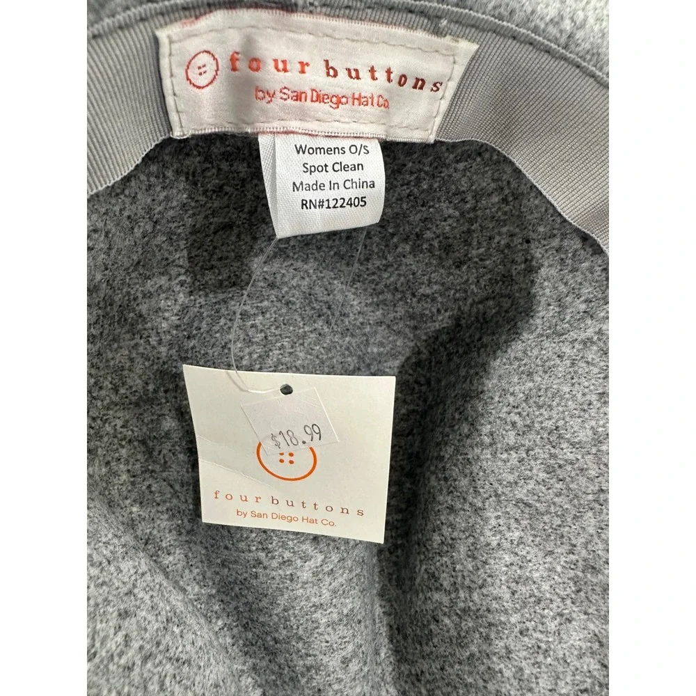 Four Buttons by San Diego Hat Co Womens Gray Felt Fedora Hat Wide Brim NWT O/S